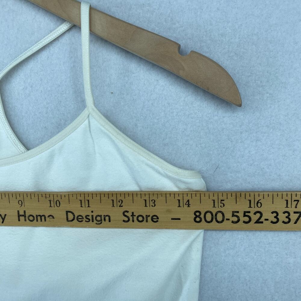 EILEEN FISHER Tank Top XS Organic Cotton Jersey Racerback Halter Shelf Bra Ivory - Picture 10 of 11